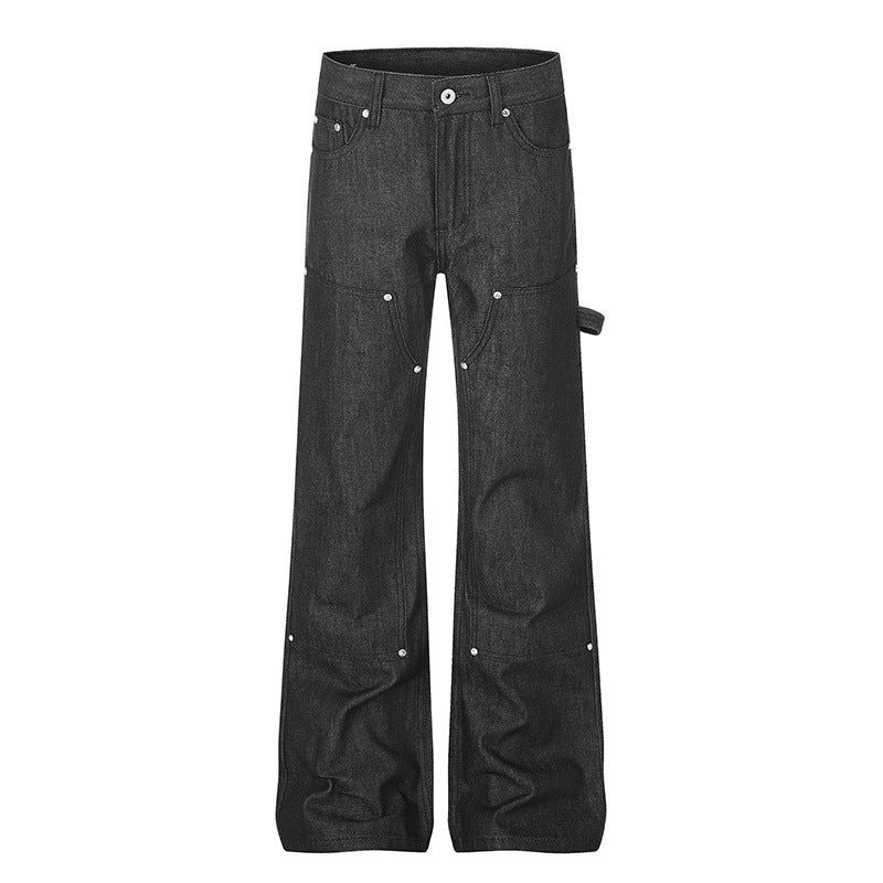 Women's wide carpenter jeans in palazzo cut with nail/hammer loop and reinforced knee sections Mune Fashion