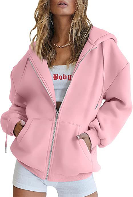 Women oversized hoodie jacket with full zip and kangaroo pockets Mune Fashion