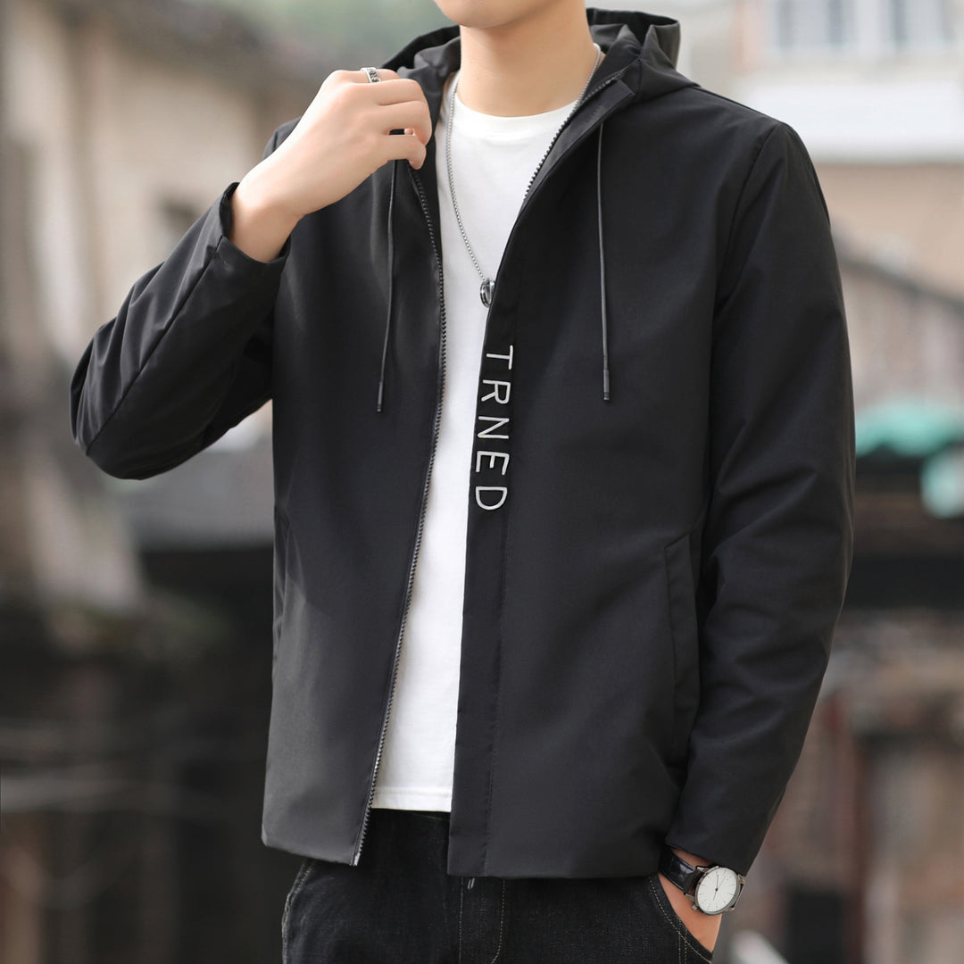 Men's lightweight hooded shell jacket with concealed zipper and minimalist utility look Mune Fashion