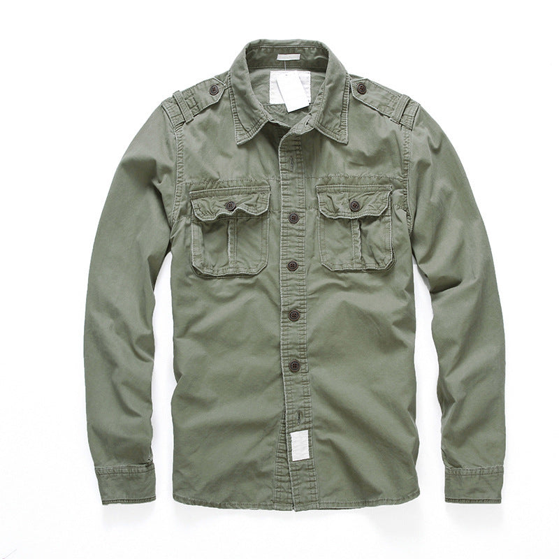 Men's Cotton Field Shirt with Chest Pockets and Shoulder Epaulettes Mune Fashion
