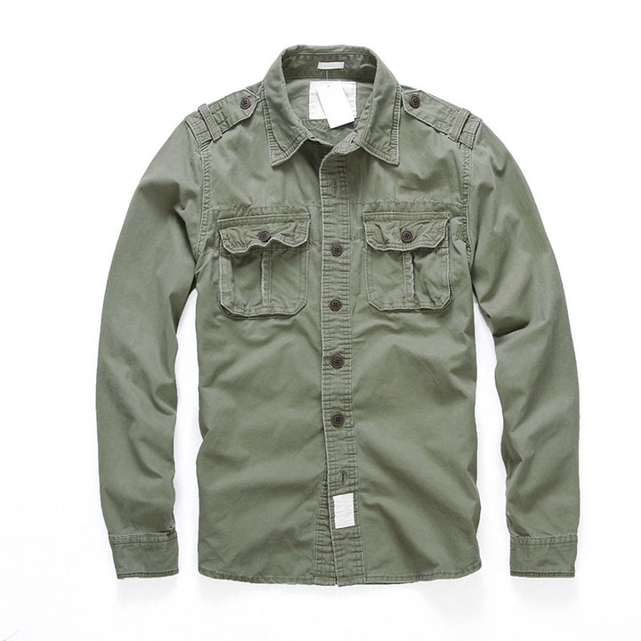 Men's Cotton Field Shirt with Chest Pockets and Shoulder Epaulettes Mune Fashion