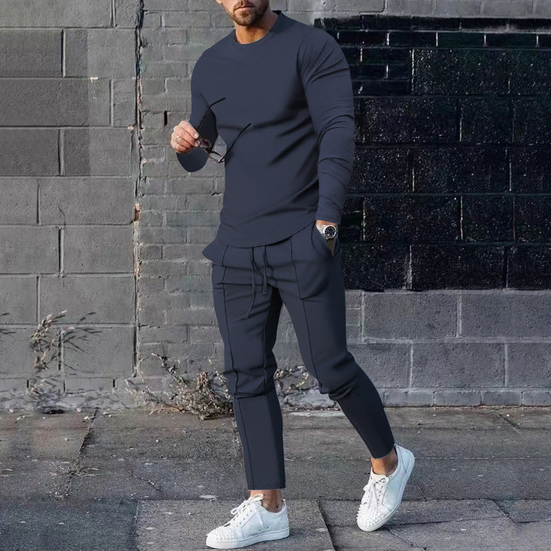 Men's fitted long-sleeve shirt made of cotton stretch with a round neckline and body-hugging fit Mune Fashion