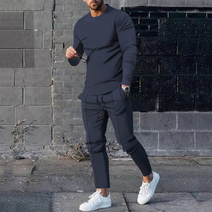 Men's fitted long-sleeve shirt made of cotton stretch with a round neckline and body-hugging fit Mune Fashion