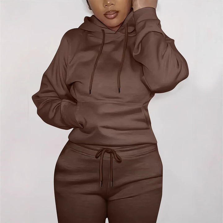 Women’s form-fitting hoodie and pencil skirt set with kangaroo pocket and drawstring Mune Fashion