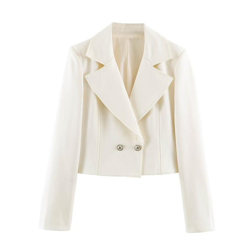 Women's short blazer with tailored silhouette and overlapping shawl collar Mune Fashion