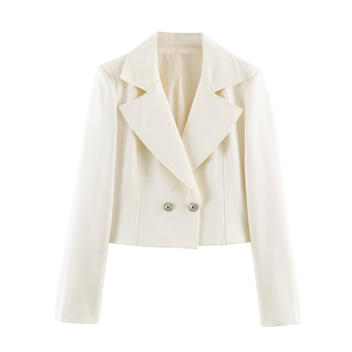 Women's short blazer with tailored silhouette and overlapping shawl collar Mune Fashion