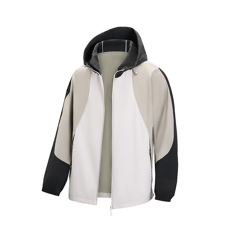 Men's lightweight water-repellent color-block windbreaker with hood and zip Mune Fashion