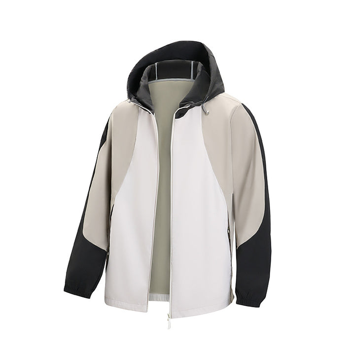 Men's lightweight water-repellent color-block windbreaker with hood and zip Mune Fashion