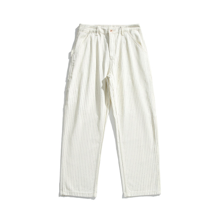 Women's carpenter pants made of linen-cotton blend with pinstripes and hammer loop Mune Fashion
