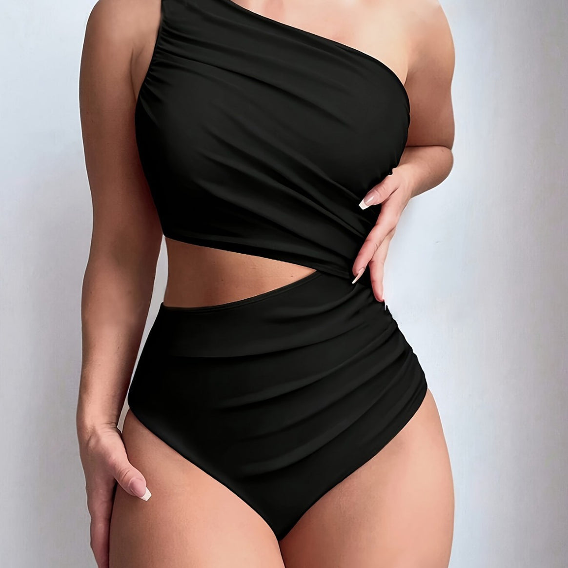 Women's Asymmetrical Cut Swimsuit with Fashionable Ruffle Element Mune Fashion