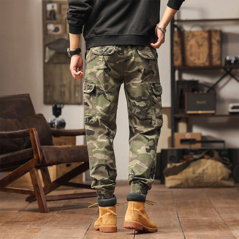 Men's Military-Style Cargo Jogger made of cotton blend with elastic drawstring waistband and modular flap pockets Mune Fashion