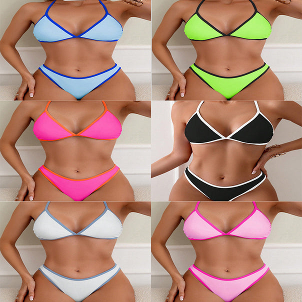 Women's triangle bikini with adjustable straps and elegant contrast piping Mune Fashion