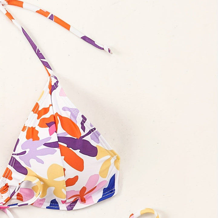 Ladies Triangle Bikini with adjustable straps and cheerful floral pattern Mune Fashion