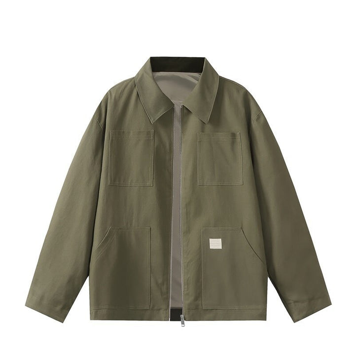 Men's utility worker jacket with a full-length zipper, patch pockets, and straight cut Mune Fashion