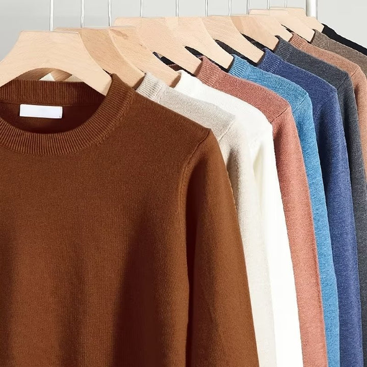 Men's fine crew neck sweater made of cotton blend with light texture and slim fit Mune Fashion