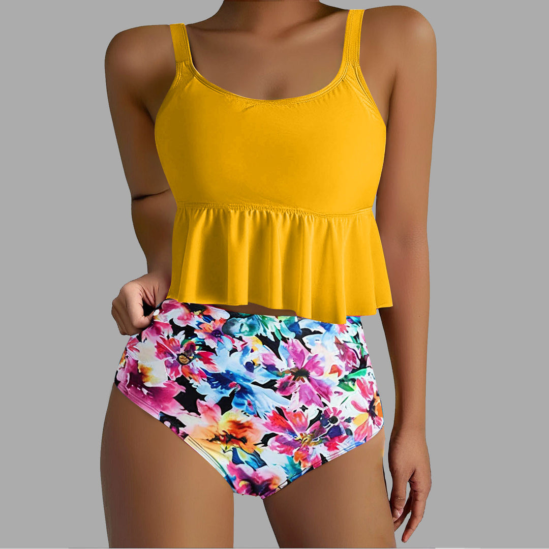 Women's Tankini Set with Flowing Top and High Waist Mune Fashion