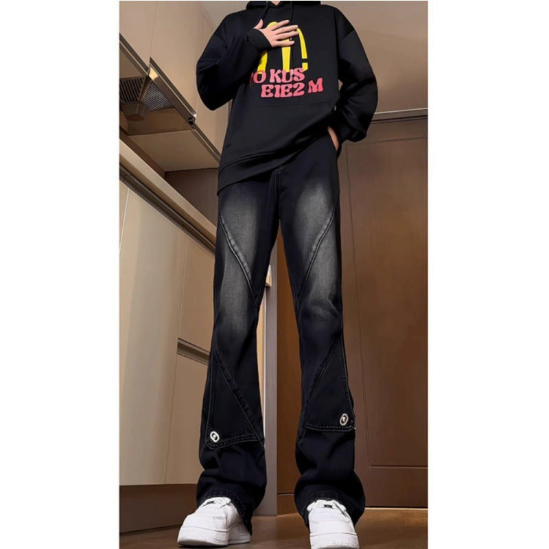 Men's Fashion Oversized Denim Pants with Creative Seams Mune Fashion