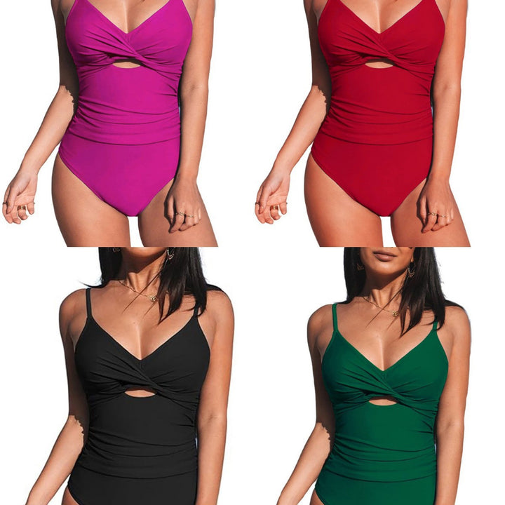 Ladies Elegant One-Piece Swimsuit with Fashionable Cut-Out Mune Fashion