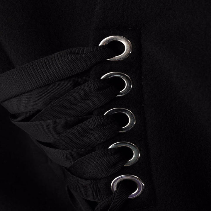 Women’s long coat in minimalist double-breasted style with tailored silhouette and flap pockets Mune Fashion