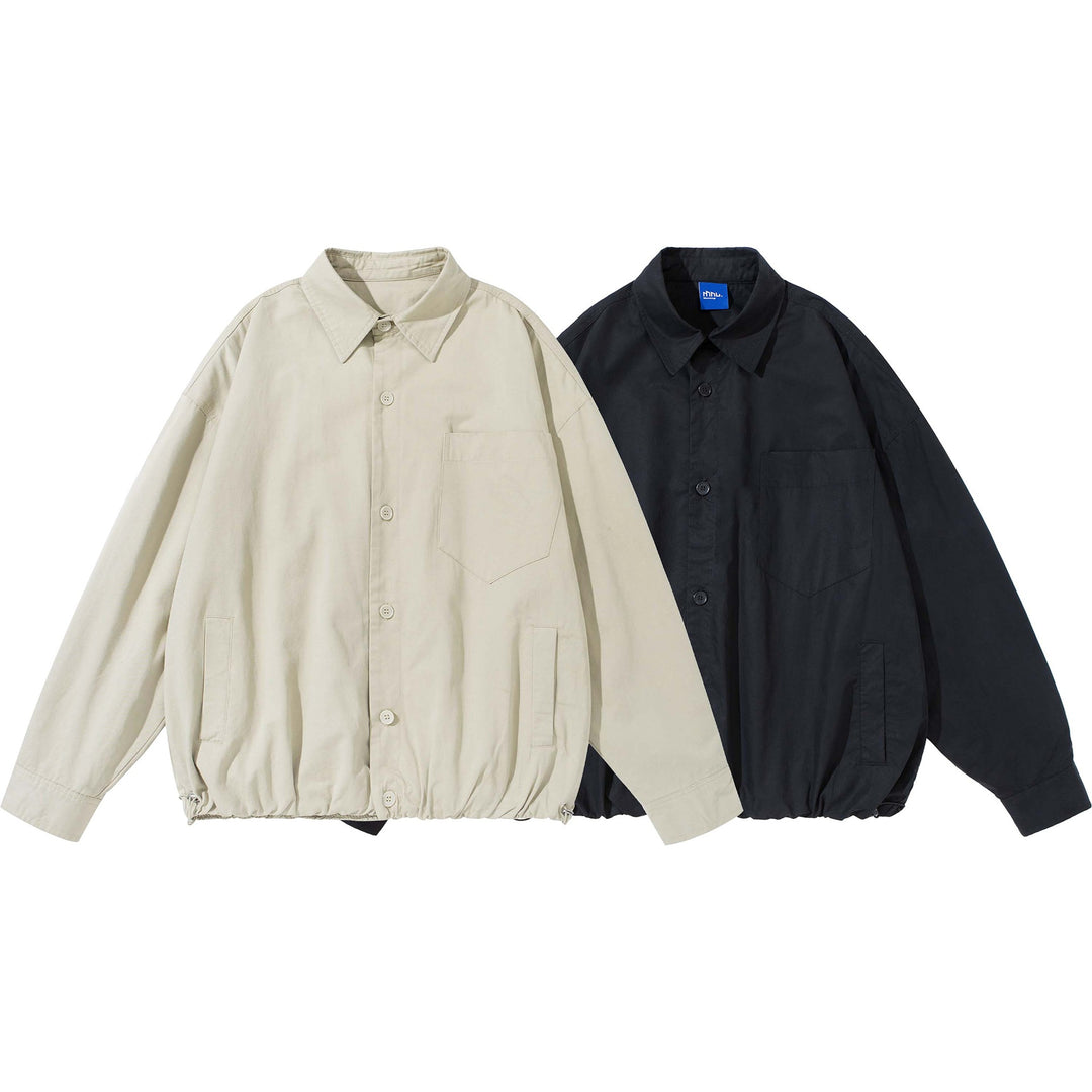 Unisex Loose fitting overshirt jacket made of cotton blend with drawstring hem and chest pocket Mune Fashion