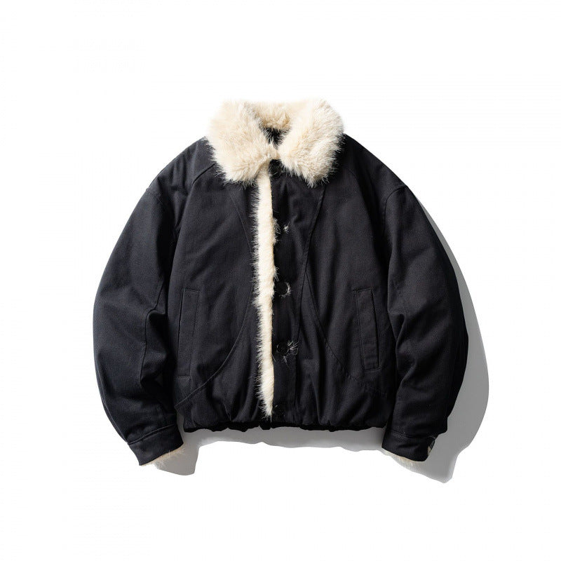 Men's short jacket in boxy bomber style with teddy trim and thermal lining Mune Fashion