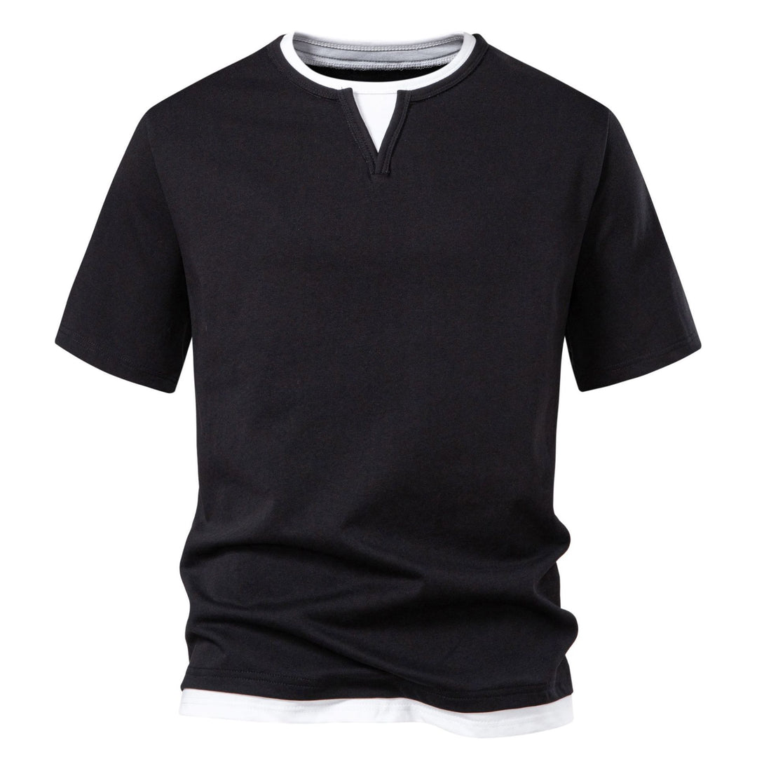 Men's long sleeve shirt with layered look and distinctive slit collar Mune Fashion