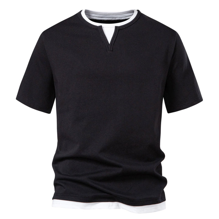 Men's long sleeve shirt with layered look and distinctive slit collar Mune Fashion