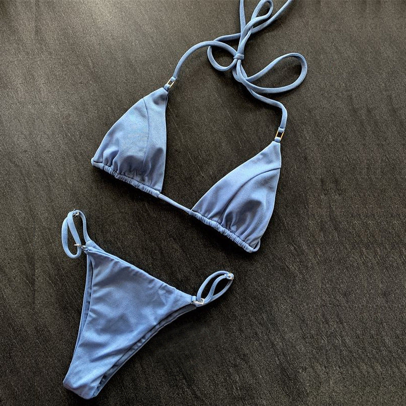 Women Triangle Bikini with Gathering and Adjustable Straps Mune Fashion