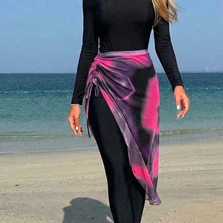 Women's Elegant Long Swimsuit with Wrap Skirt Mune Fashion