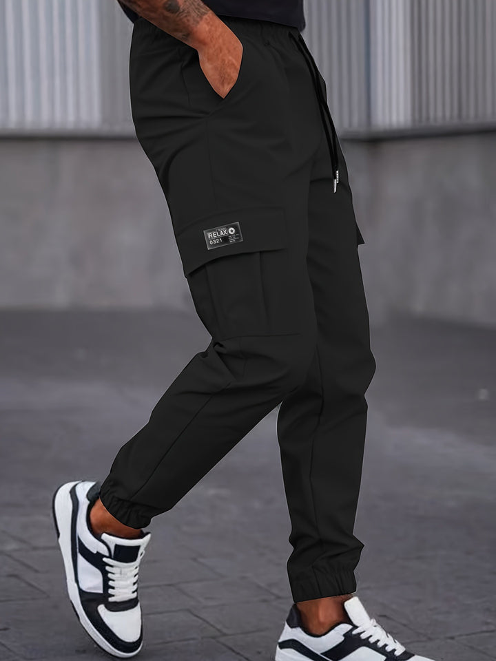 Men's Cargo Jogging Pants with Drawstring, Tapered Cut & Flap Pockets Mune Fashion