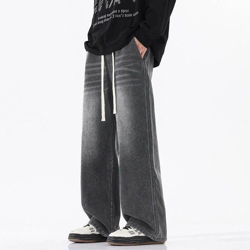 Men Comfortable and Casual Wide-Cut Jeans Mune Fashion