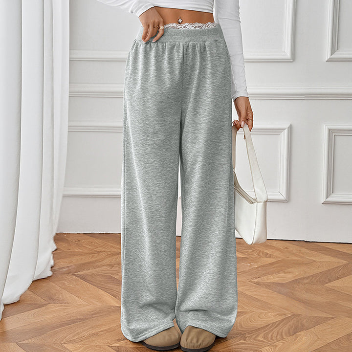Women Comfort Width Jersey Lounge Pants with High Elastic Waistband Mune Fashion