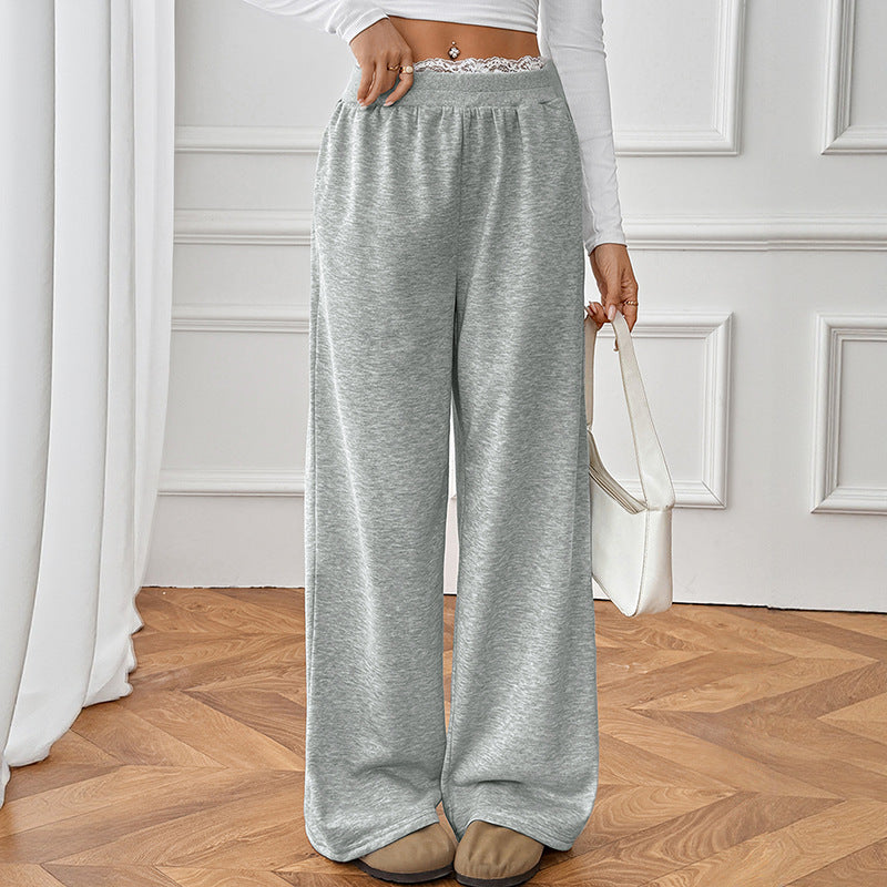Women Comfort Width Jersey Lounge Pants with High Elastic Waistband Mune Fashion