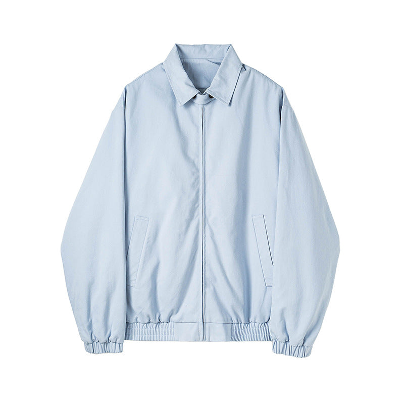 Men's Minimalist Harrington Transitional Jacket with Stand-up Collar, Chin Guard Strap and Elastic Hem Mune Fashion