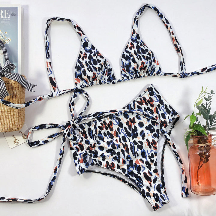 Women's triangle bikini with high waist and stylish wrap band Mune Fashion