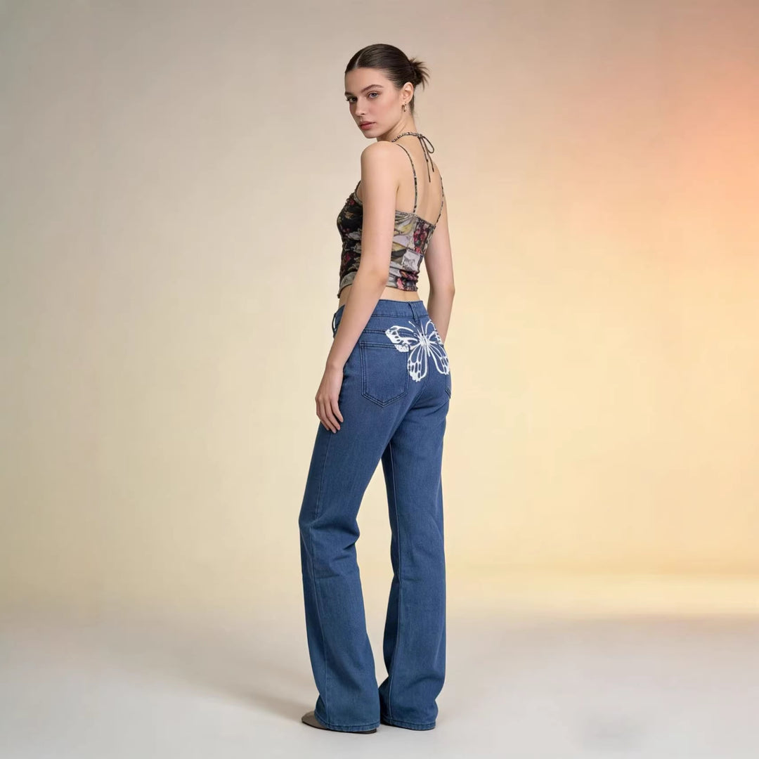 Ladies high-waisted soft draping flare jeans made of stretch denim with a figure-flattering fit Mune Fashion