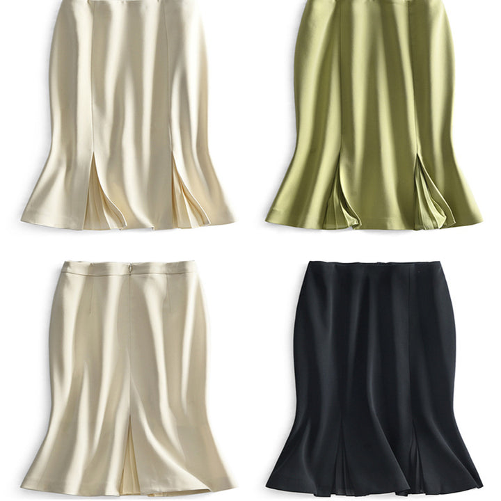 Women's elegantly cut midi skirt with drapes