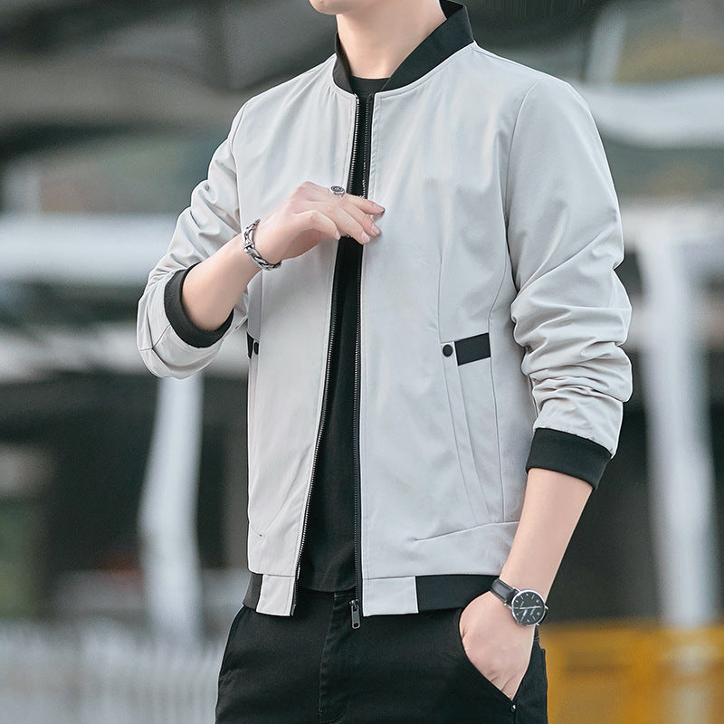 Men's Lightweight Bomber Jacket with Contrast Ribbed Cuffs, Concealed Two-Way Zipper & Utility Pockets Mune Fashion