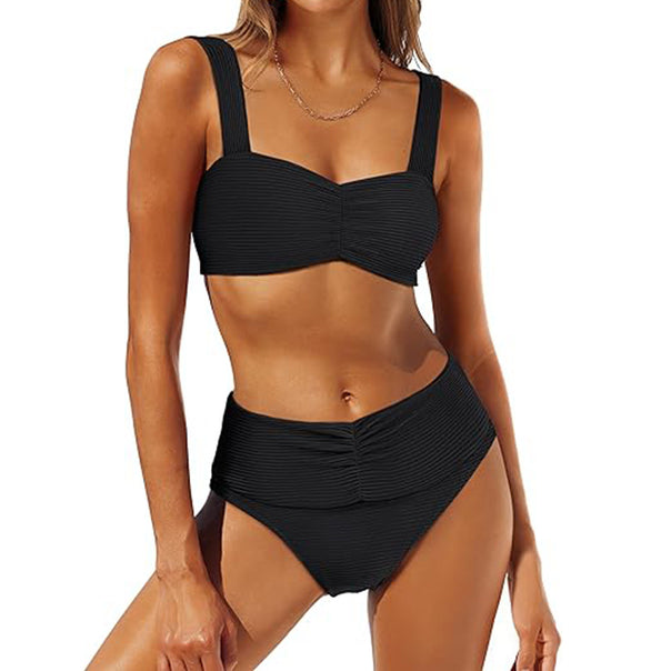 Ladies High-Cut Bikini with Ruching Mune Fashion