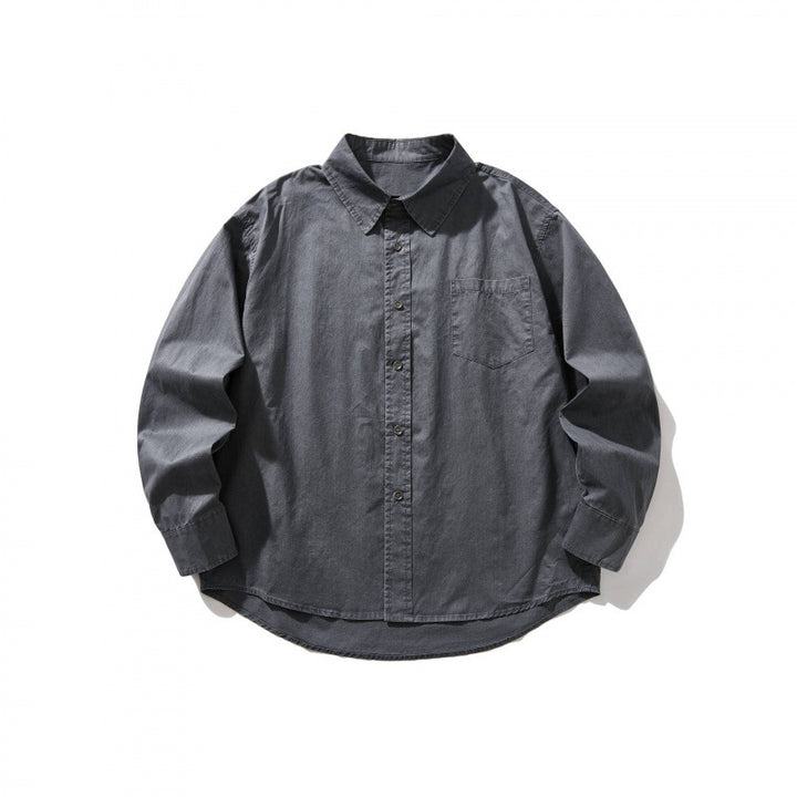 Unisex Oversize-Denim-Shirt Jacket with boxy silhouette, chest pocket and rounded hem Mune Fashion