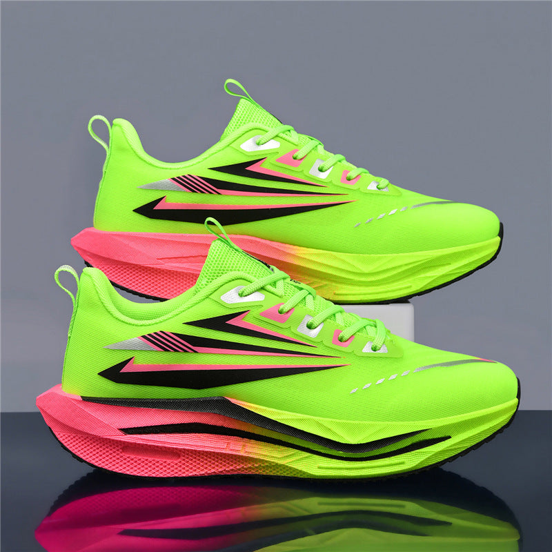 Men's lightweight cushioned road running sneakers with high EVA platform sole and breathable knitted upper Mune Fashion