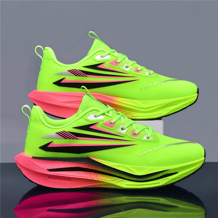 Men's lightweight cushioned road running sneakers with high EVA platform sole and breathable knitted upper Mune Fashion