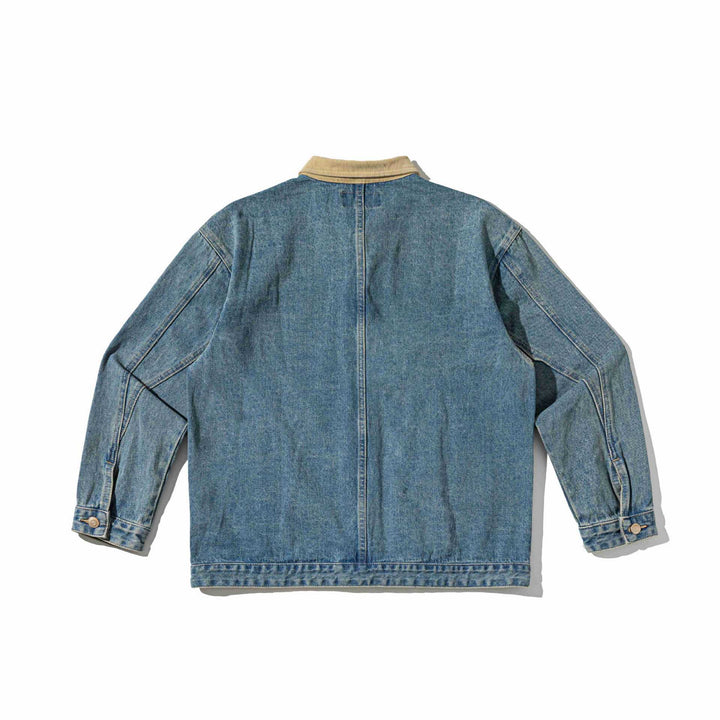 Unisex Boxy Denim Blouson Jacket with Cord Collar and Utility Pockets Mune Fashion