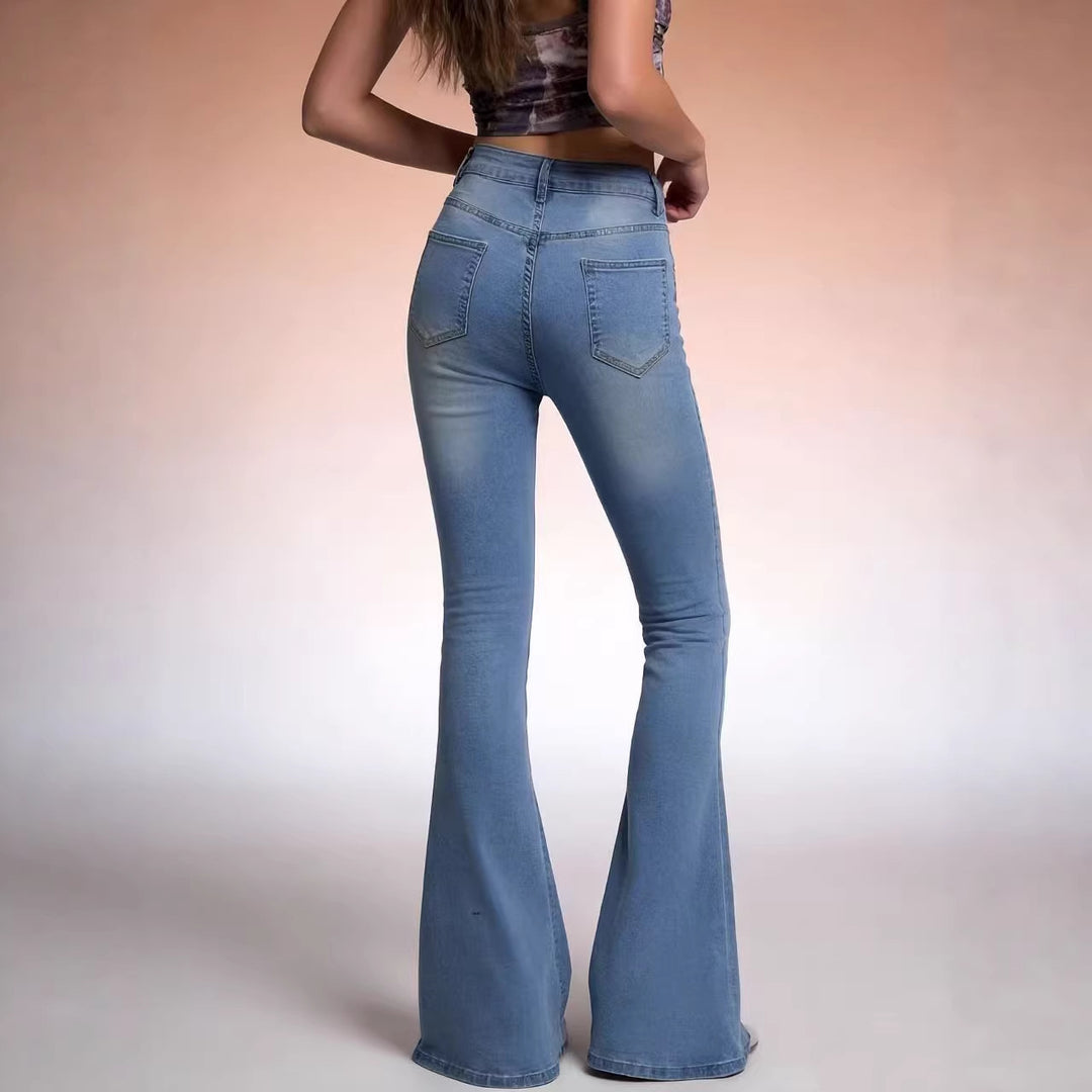Ladies high-waisted flared jeans with figure-forming fit and wide flared leg Mune Fashion