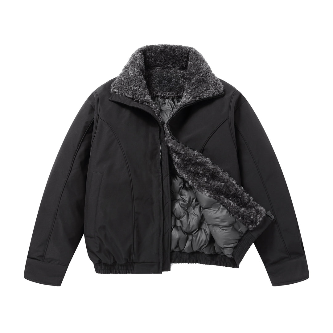 Men's short-cut thermal bomber jacket with high teddy collar Mune Fashion