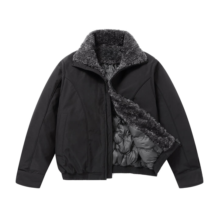 Men's short-cut thermal bomber jacket with high teddy collar Mune Fashion