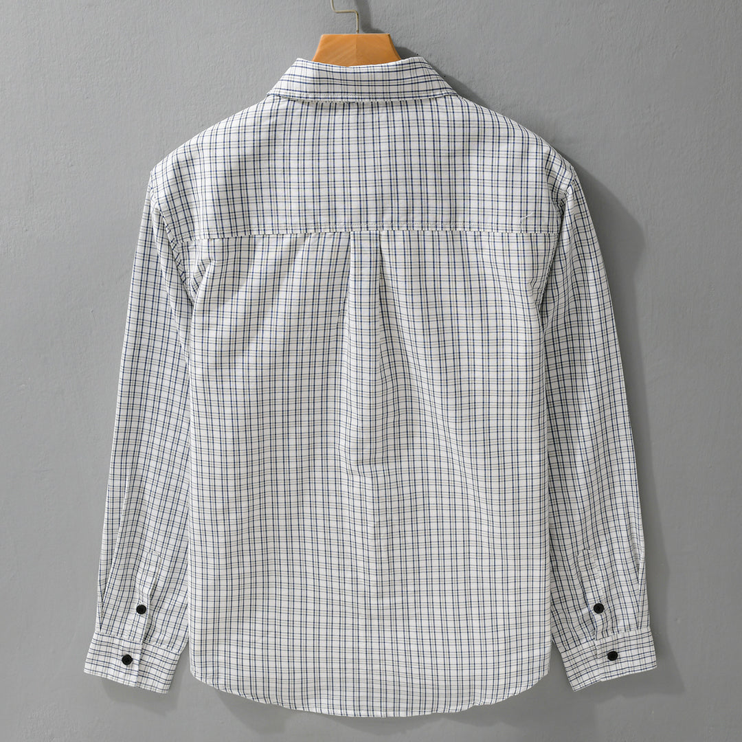 Men's cotton overshirt with fine check pattern and Kent collar Mune Fashion