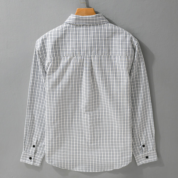 Men's cotton overshirt with fine check pattern and Kent collar Mune Fashion