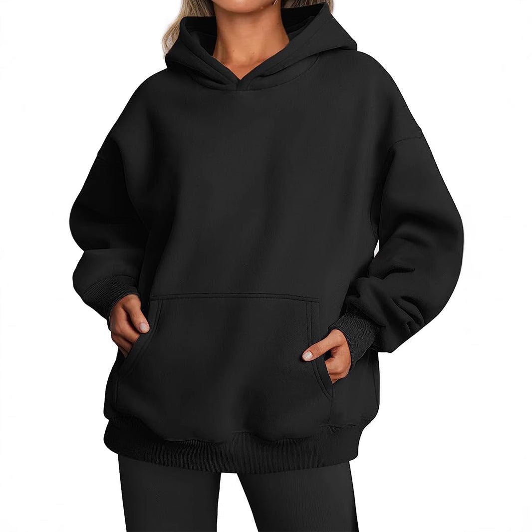 Women's oversized hoodie with extended back, fleecy interior, and kangaroo pocket Mune Fashion