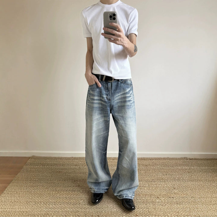Ladies Wide-Cut Denim Jeans Mune Fashion